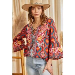 Savanna Jane Multicolor Boho Blouse